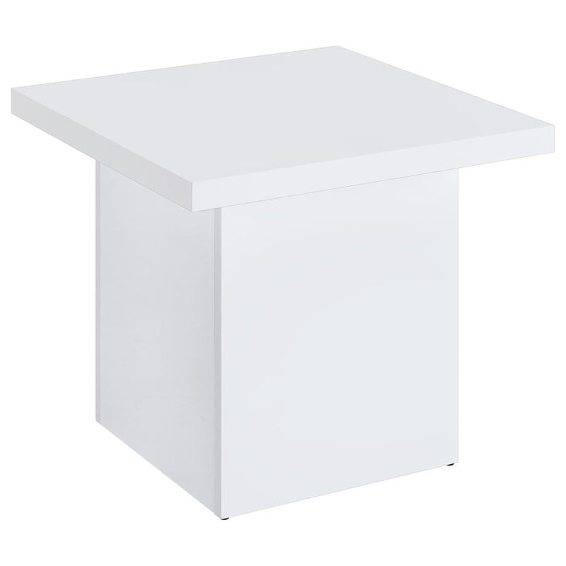 Devar 2-piece Square Coffee End Table Set White High Gloss-zoom-
