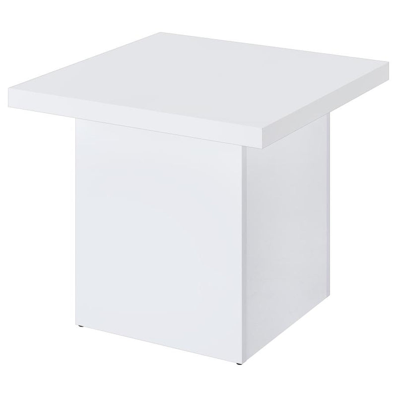 Devar 2-piece Square Coffee End Table Set White High Gloss-zoom-