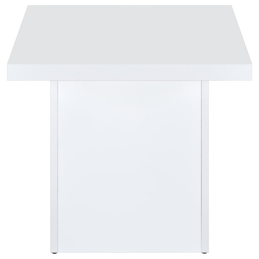 Devar 2-piece Square Coffee End Table Set White High Gloss-6