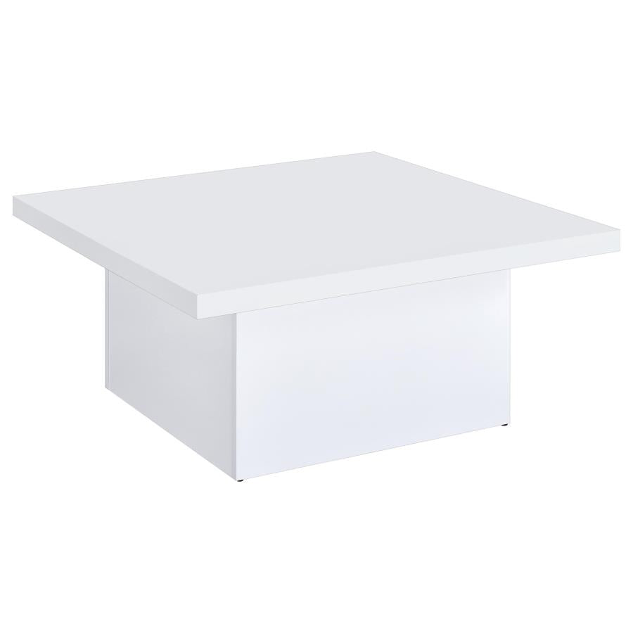Devar 2-piece Square Coffee End Table Set White High Gloss-8
