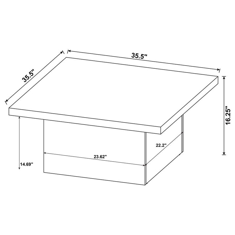 Devar 2-piece Square Coffee End Table Set White High Gloss-zoom-
