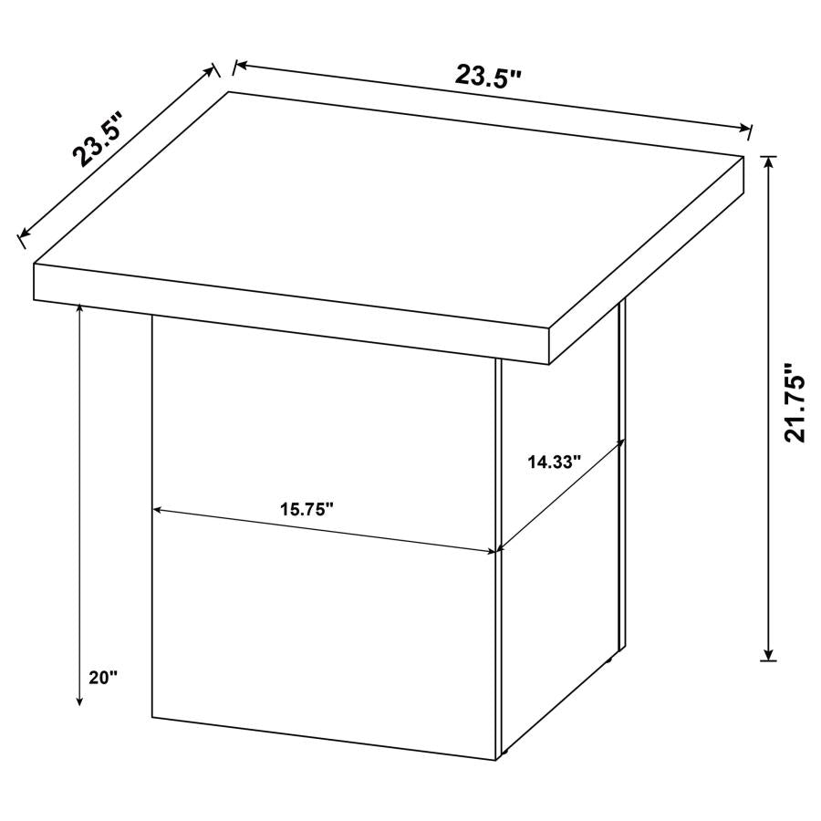 Devar 3-piece Square Coffee End Table Set White High Gloss-zoom-14