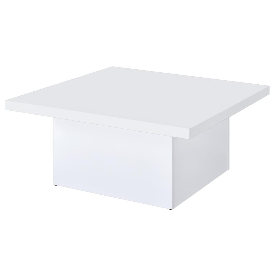 Devar Square Engineered Wood Coffee Table White High Gloss-4