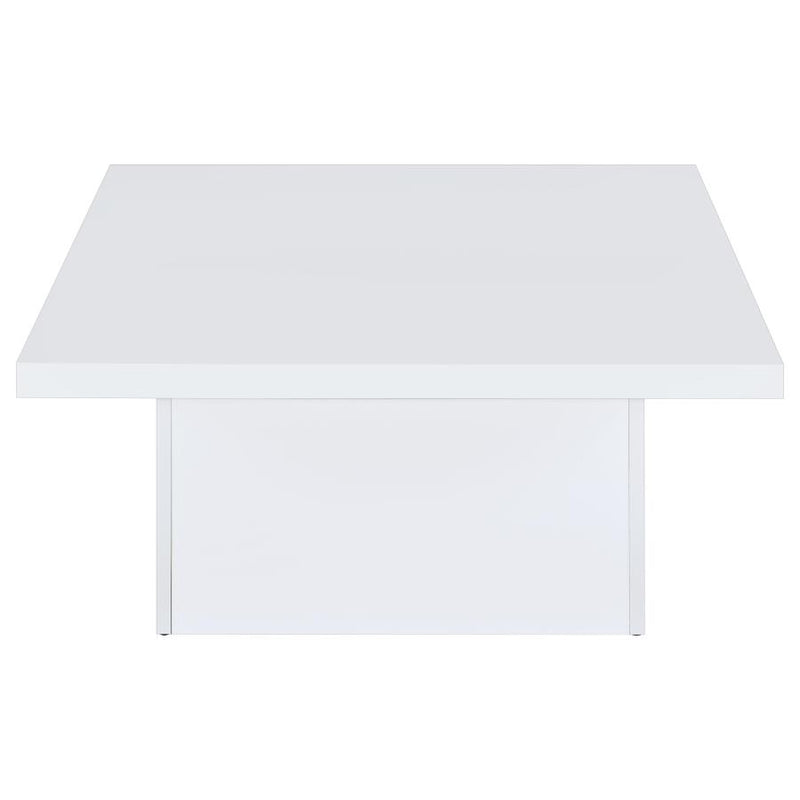 Devar Square Engineered Wood Coffee Table White High Gloss-zoom-
