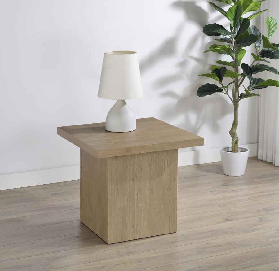 Devar Square Engineered Wood Side End Table Latte-2