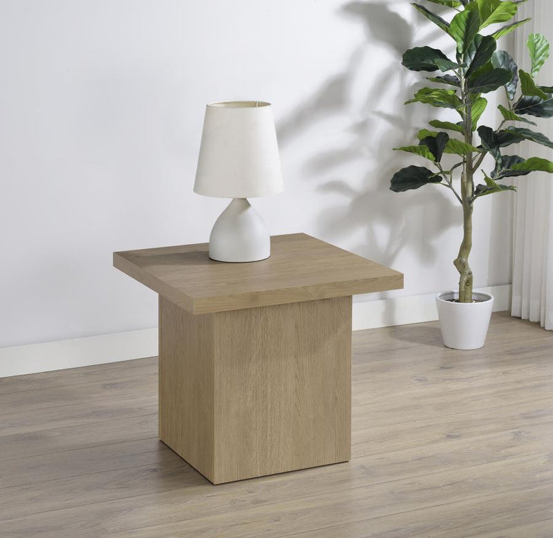 Devar Square Engineered Wood Side End Table Latte-zoom-