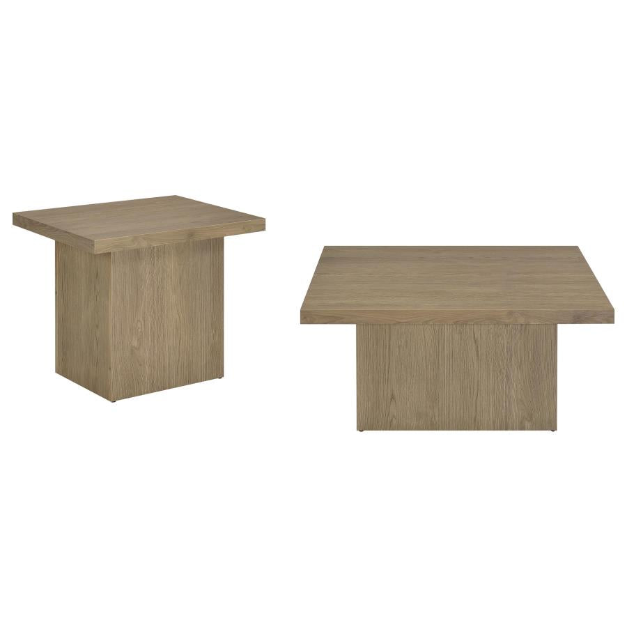 Devar 2-piece Square Cocktail Coffee End Table Set Latte-zoom-2