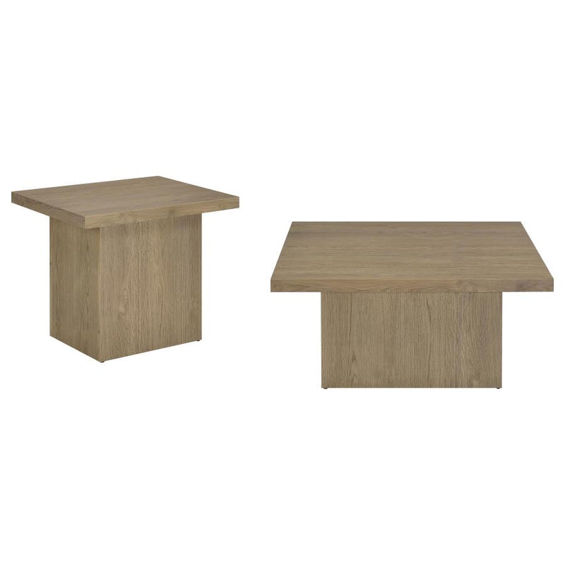 Devar 2-piece Square Cocktail Coffee End Table Set Latte-zoom-