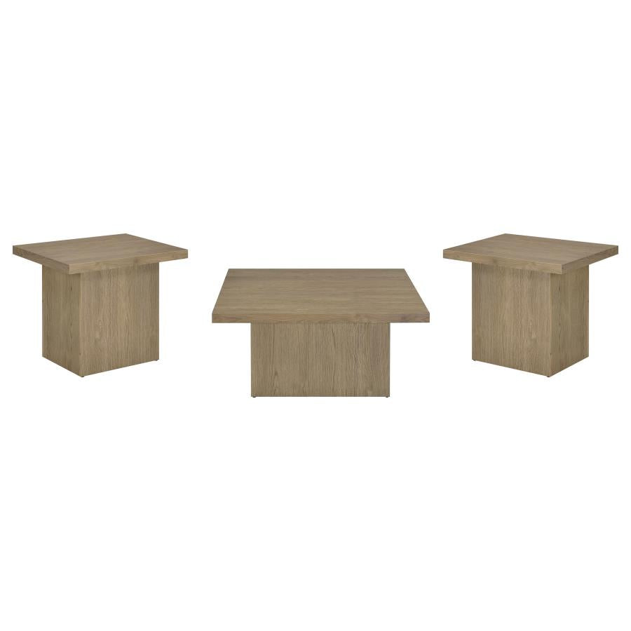 Devar 3-piece Square Cocktail Coffee End Table Set Latte-zoom-2