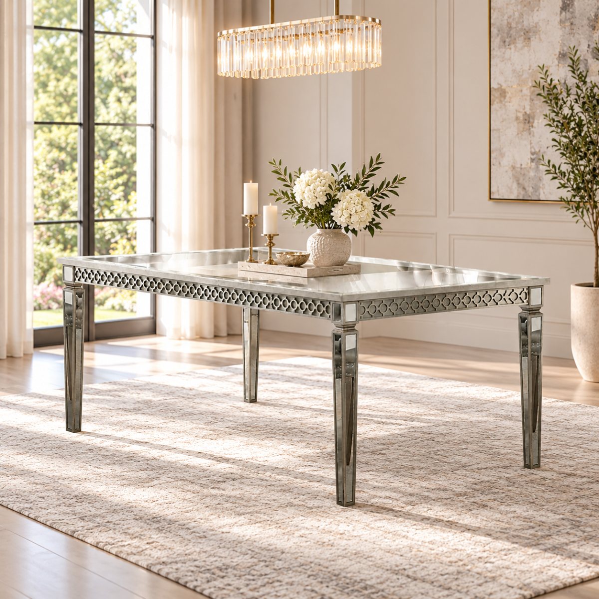 ACME Kacela Dining Table – front view – Lusso Furniture Miami