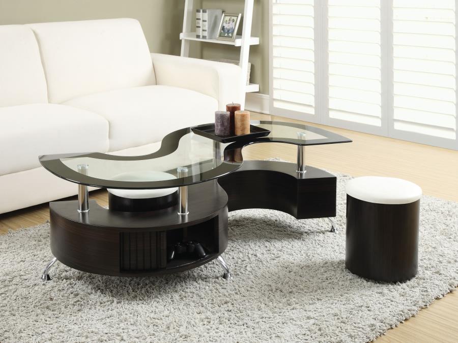 Buckley 3-piece Coffee Table and Stools Set Cappuccino-zoom-2