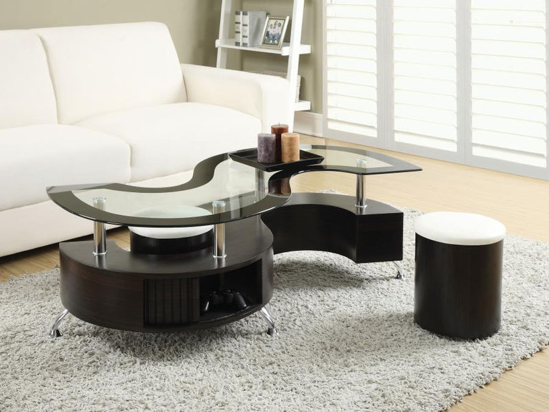Buckley 3-piece Coffee Table and Stools Set Cappuccino-zoom-