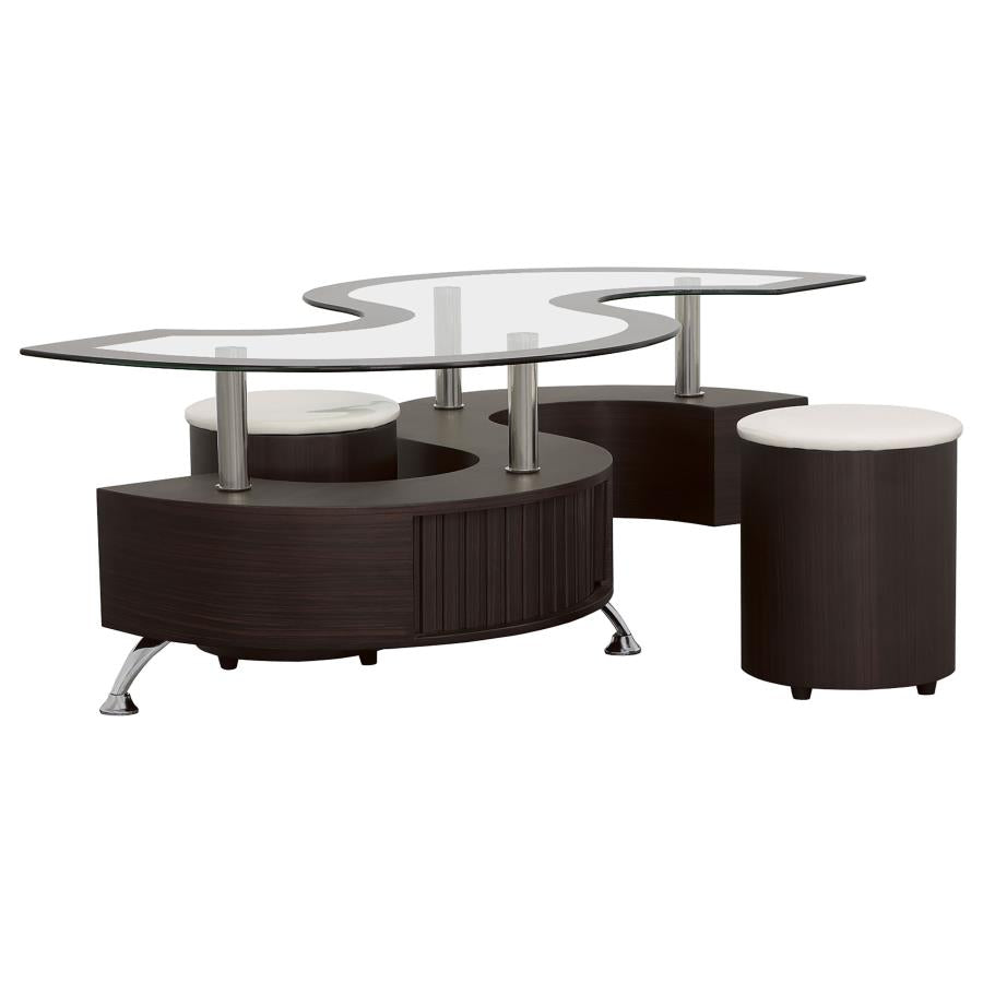 Buckley 3-piece Coffee Table and Stools Set Cappuccino-zoom-1
