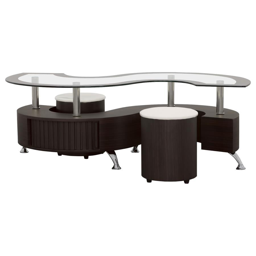 Buckley 3-piece Coffee Table and Stools Set Cappuccino-zoom-3