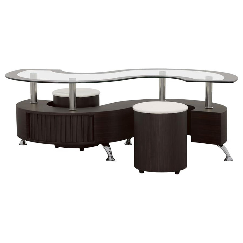 Buckley 3-piece Coffee Table and Stools Set Cappuccino-zoom-