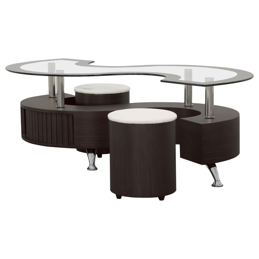 Buckley 3-piece Coffee Table and Stools Set Cappuccino-zoom-4