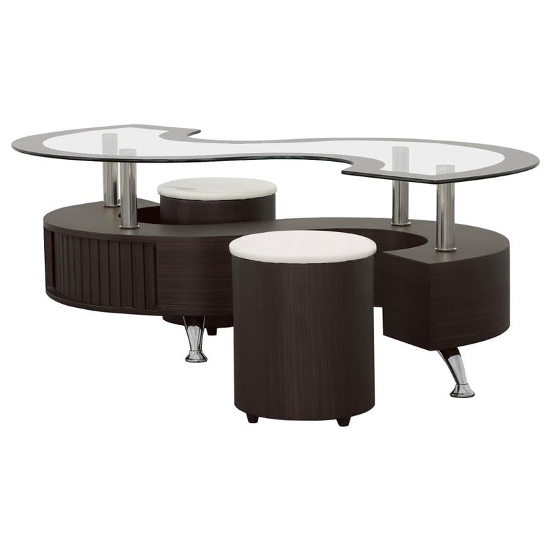 Buckley 3-piece Coffee Table and Stools Set Cappuccino-zoom-