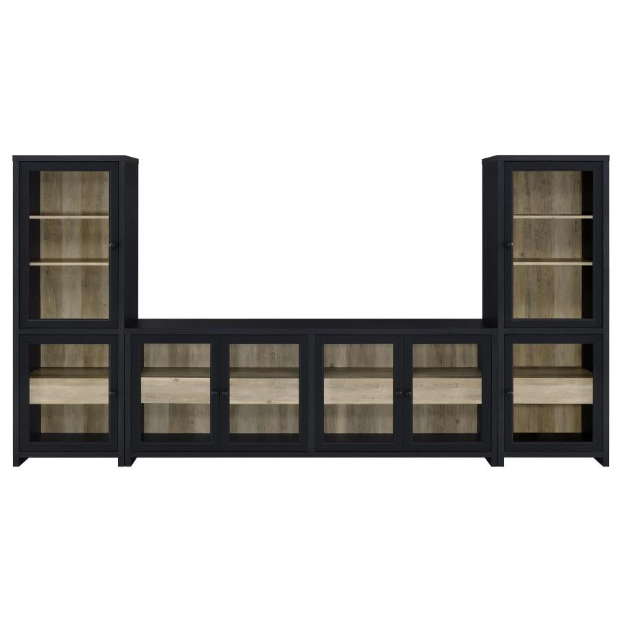Denison 3-piece Entertainment Center 79-inch TV Stand Black-zoom-2