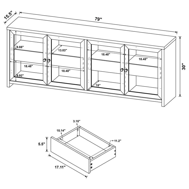 Denison 3-piece Entertainment Center 79-inch TV Stand Black-zoom-