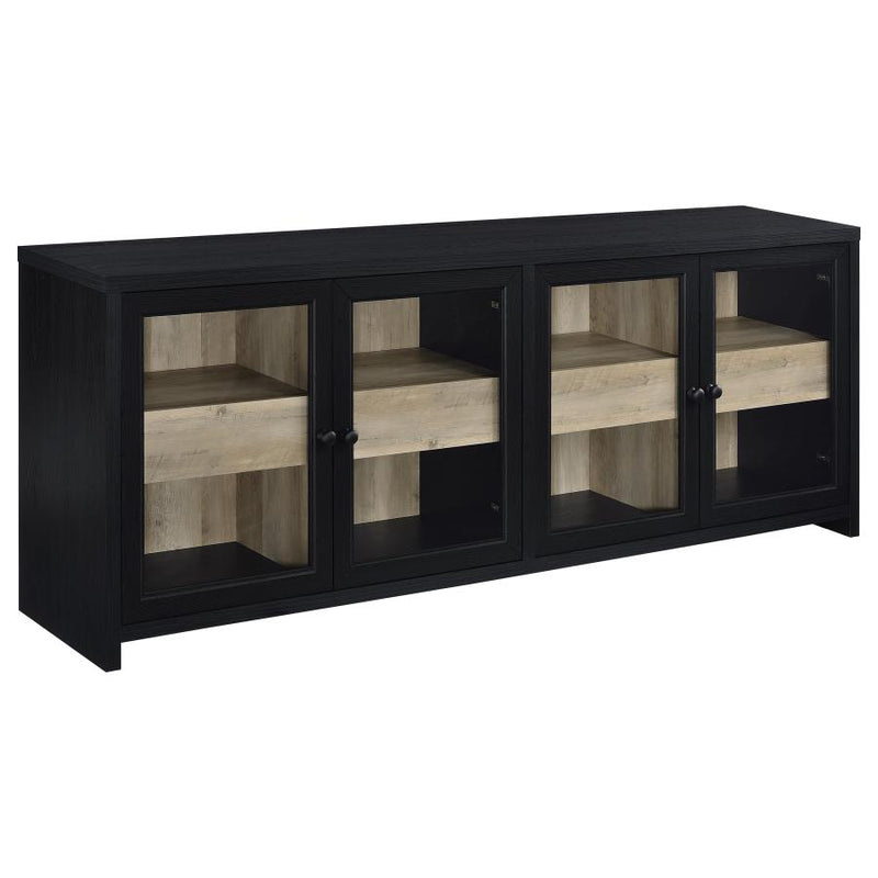 Denison 79-inch 4-door TV Stand Media Console Black-zoom-