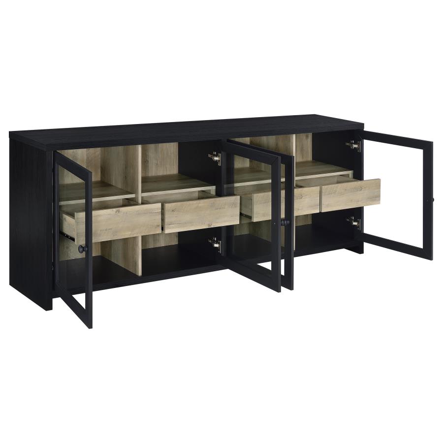 Denison 79-inch 4-door TV Stand Media Console Black-zoom-3