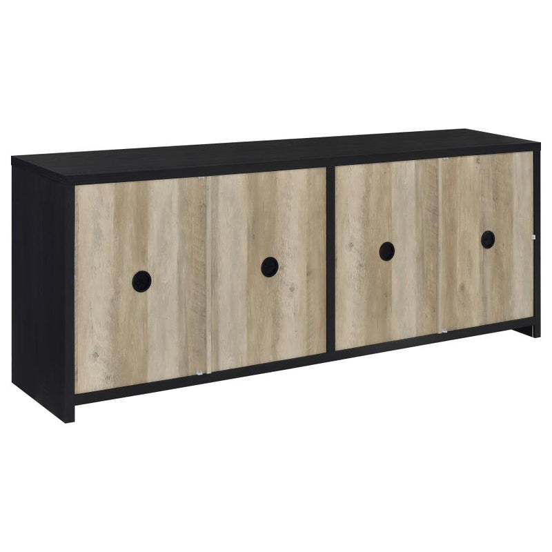 Denison 79-inch 4-door TV Stand Media Console Black-zoom-