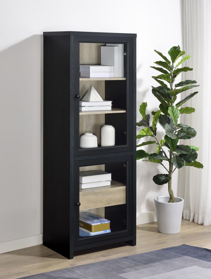 Denison 67-inch 2-door Media Tower Storage Cabinet Black-zoom-