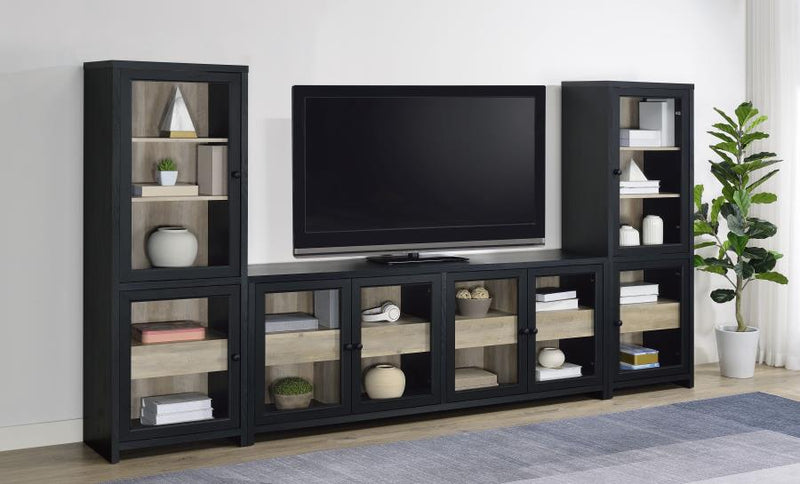 Denison 67-inch 2-door Media Tower Storage Cabinet Black-zoom-