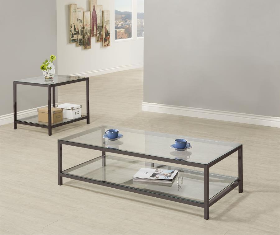 Trini 2-piece Coffee and End Table Set Black Nickel-zoom-1