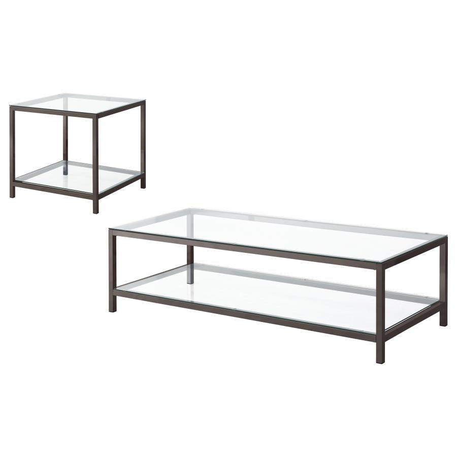 Trini 2-piece Coffee and End Table Set Black Nickel-2