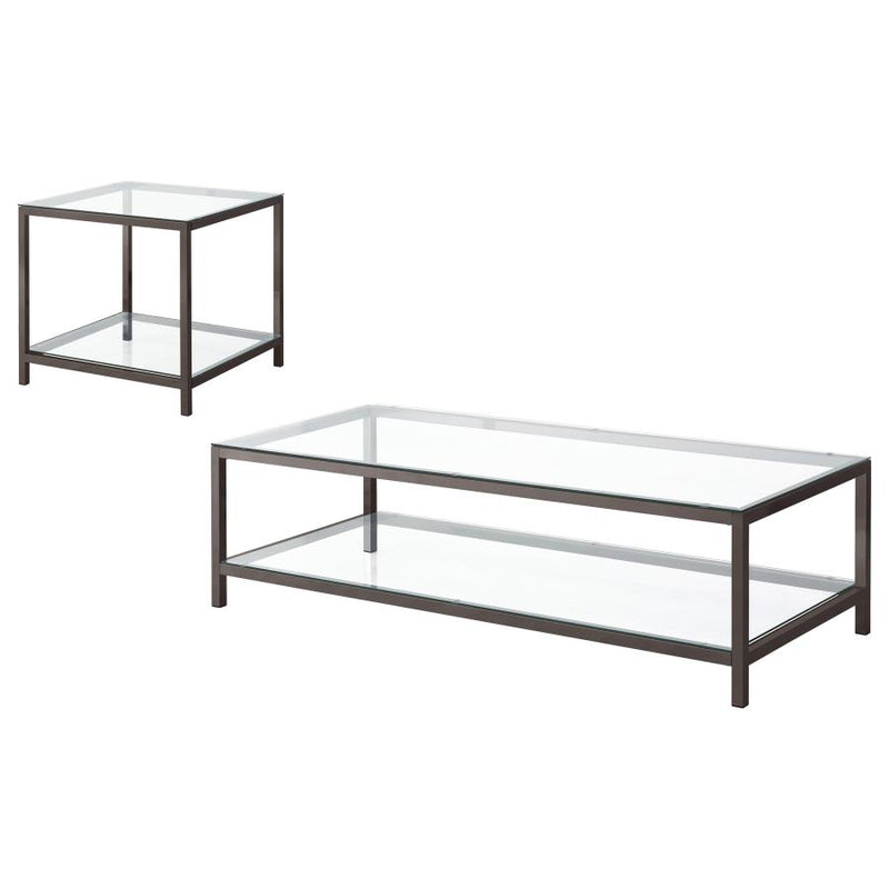 Trini 2-piece Coffee and End Table Set Black Nickel-zoom-