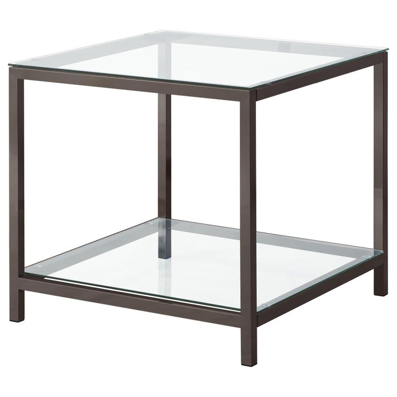 Trini 2-piece Coffee and End Table Set Black Nickel-zoom-