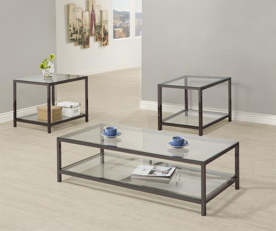 Trini 3-piece Coffee and End Table Set Black Nickel-zoom-1