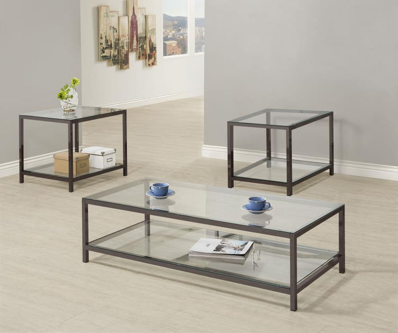 Trini 3-piece Coffee and End Table Set Black Nickel-zoom-