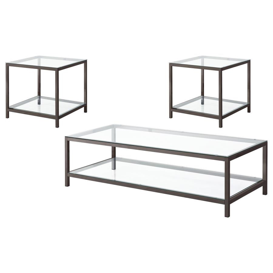 Trini 3-piece Coffee and End Table Set Black Nickel-2