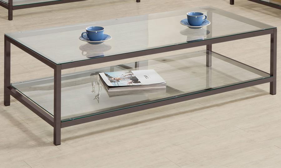 Trini 1-shelf Glass Top Coffee Table Black Nickel-2
