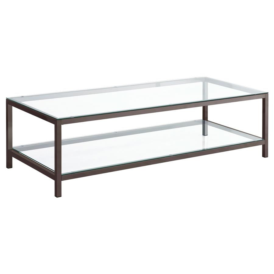 Trini 1-shelf Glass Top Coffee Table Black Nickel-1