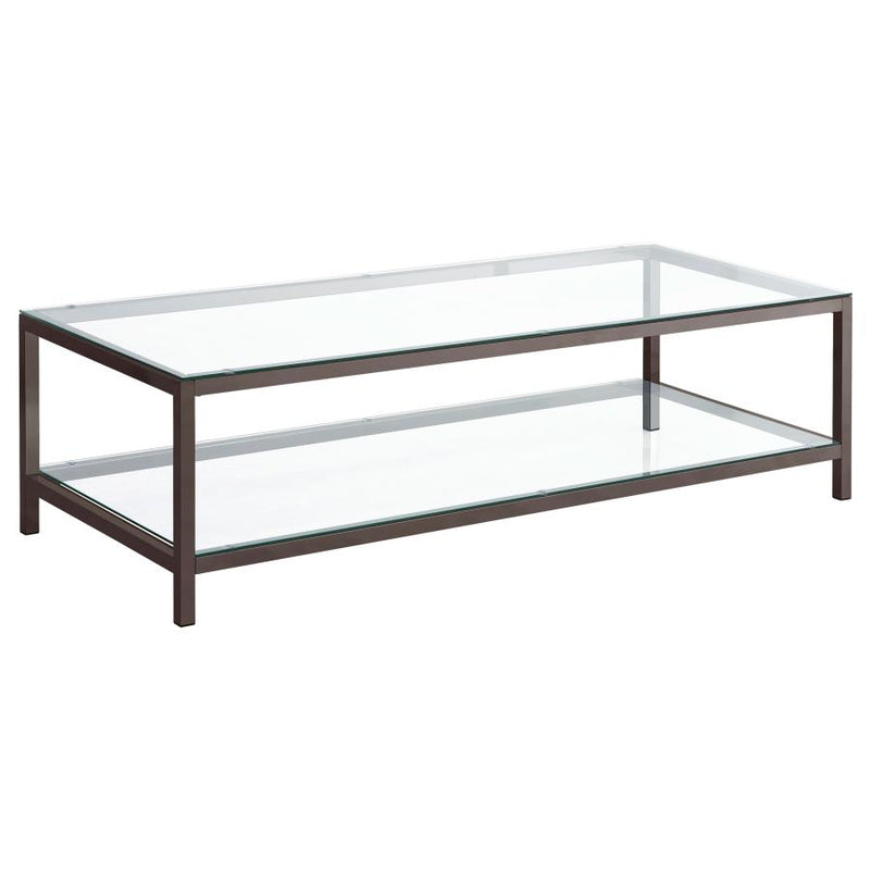 Trini 1-shelf Glass Top Coffee Table Black Nickel-zoom-