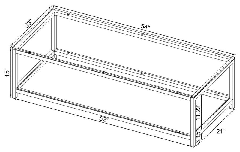 Trini 1-shelf Glass Top Coffee Table Black Nickel-zoom-