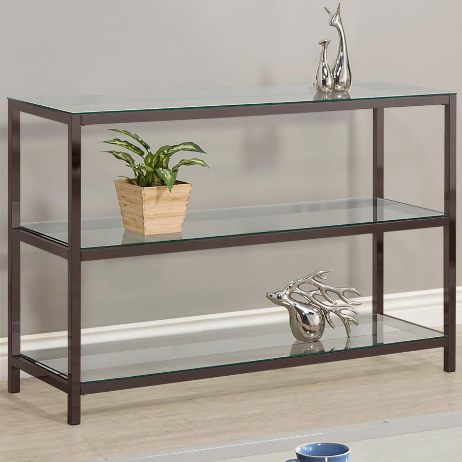 Trini 2-shelf Glass Top Entryway Console Table Black Nickel-2