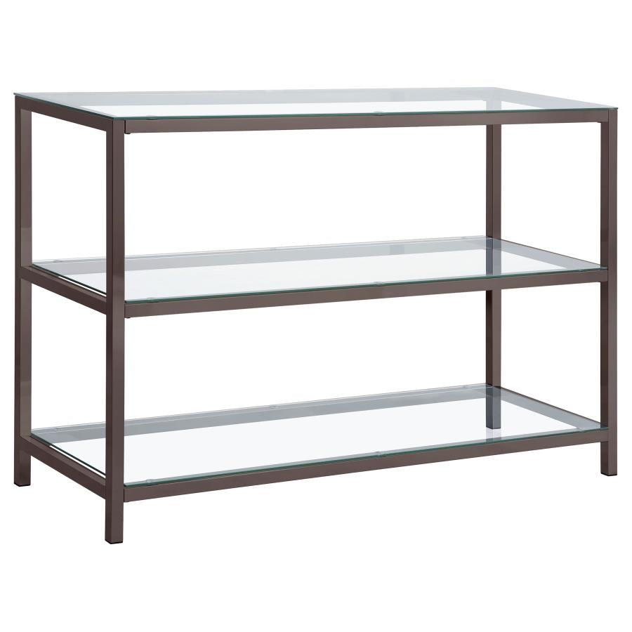 Trini 2-shelf Glass Top Entryway Console Table Black Nickel-1