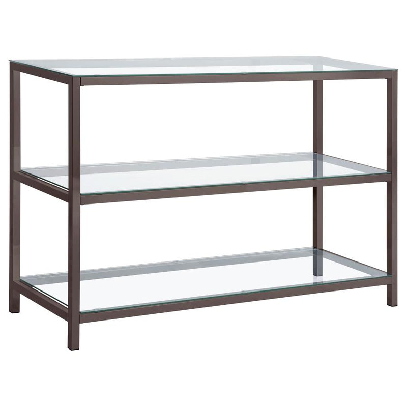 Trini 2-shelf Glass Top Entryway Console Table Black Nickel-zoom-