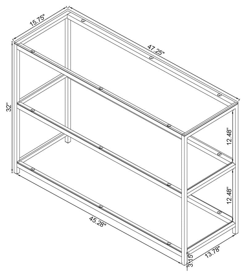Trini 2-shelf Glass Top Entryway Console Table Black Nickel-zoom-3