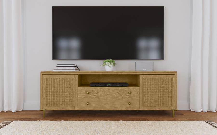 Arini Rattan Cane 2-door TV Stand Media Console Sand Wash-2