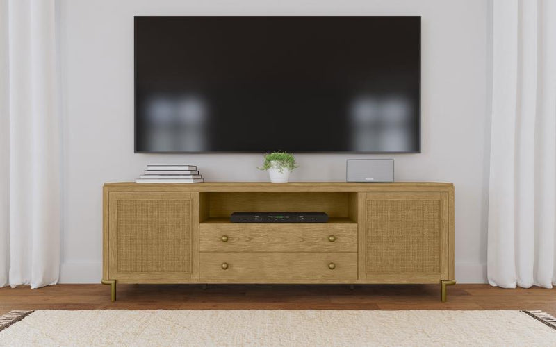 Arini Rattan Cane 2-door TV Stand Media Console Sand Wash-zoom-