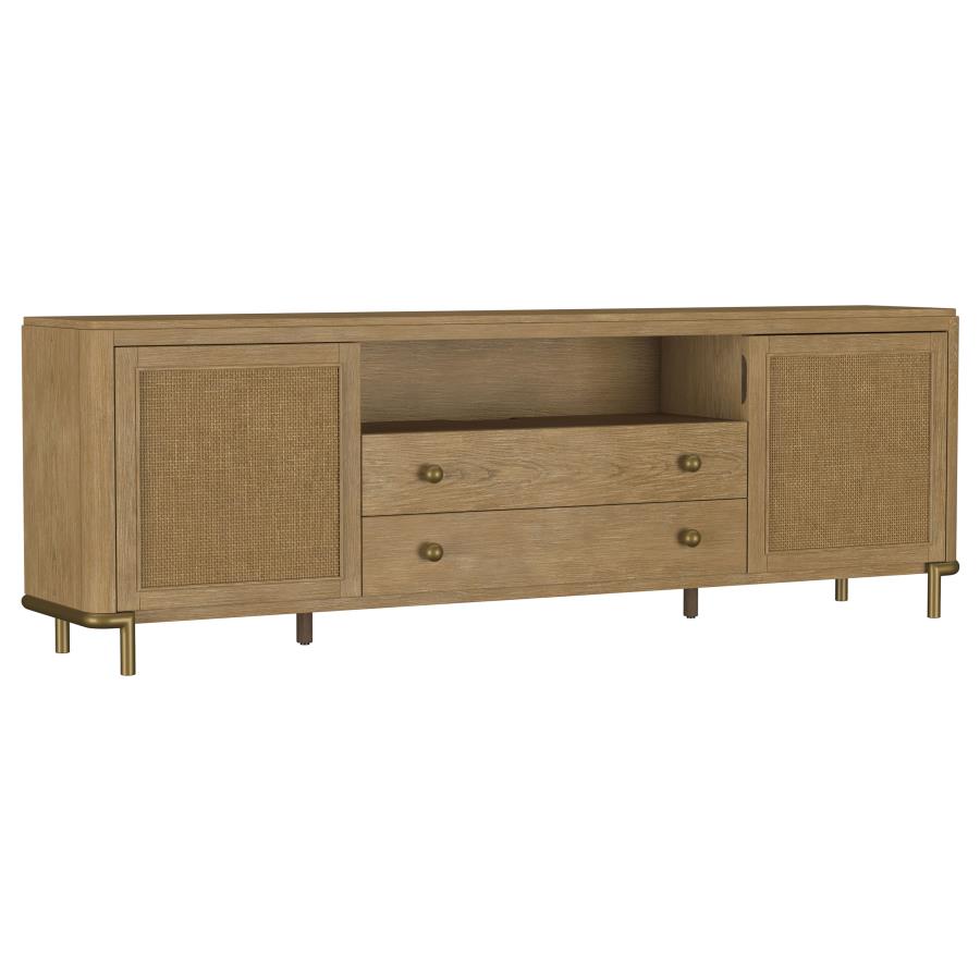 Arini Rattan Cane 2-door TV Stand Media Console Sand Wash-zoom-1