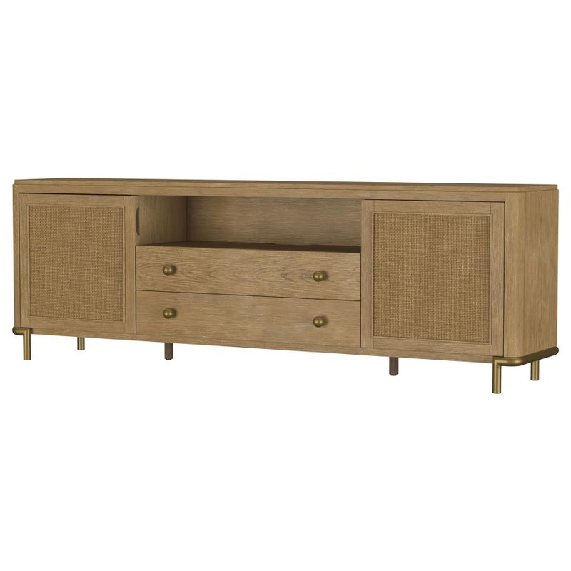 Arini Rattan Cane 2-door TV Stand Media Console Sand Wash-zoom-