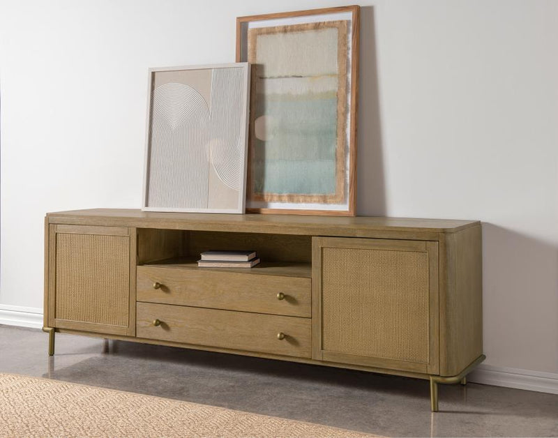 Arini Rattan Cane 2-door TV Stand Media Console Sand Wash-zoom-