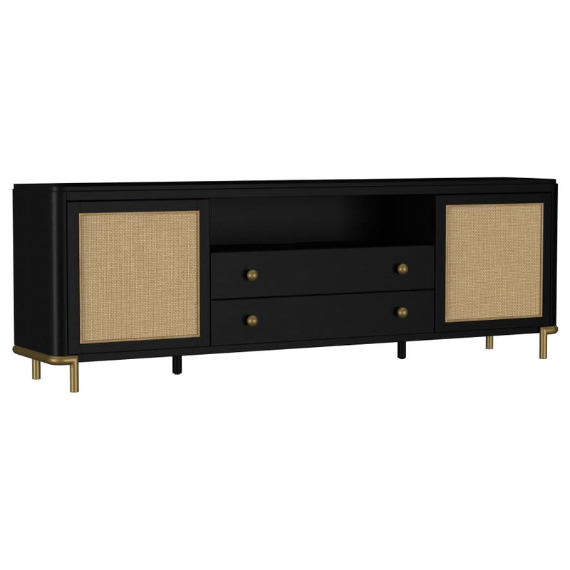 Arini Rattan Cane 2-door TV Stand Media Console Black-zoom-