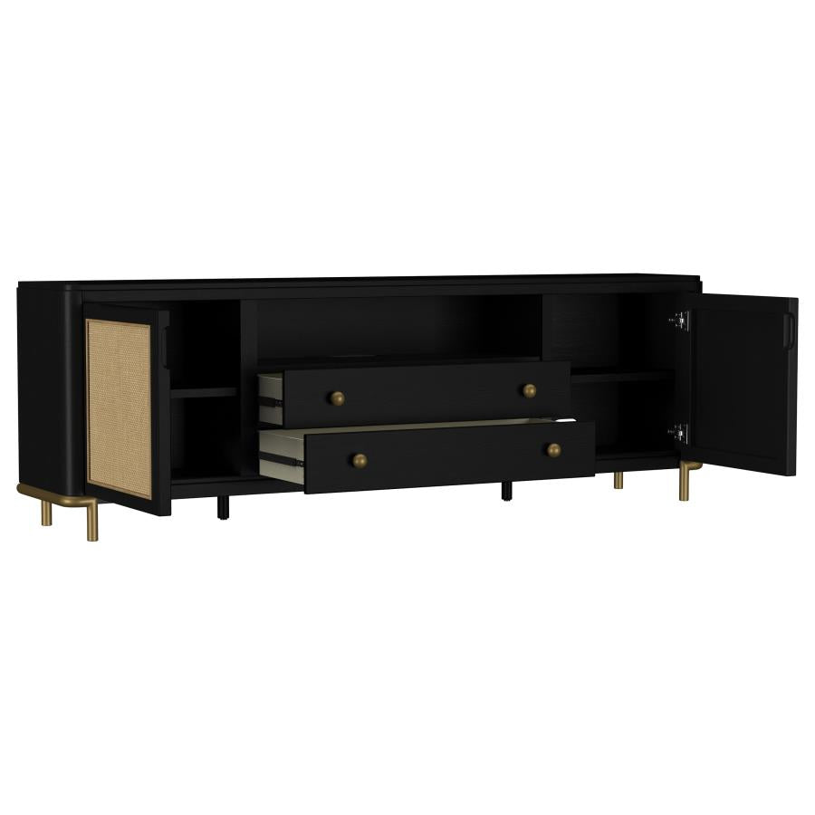 Arini Rattan Cane 2-door TV Stand Media Console Black-3